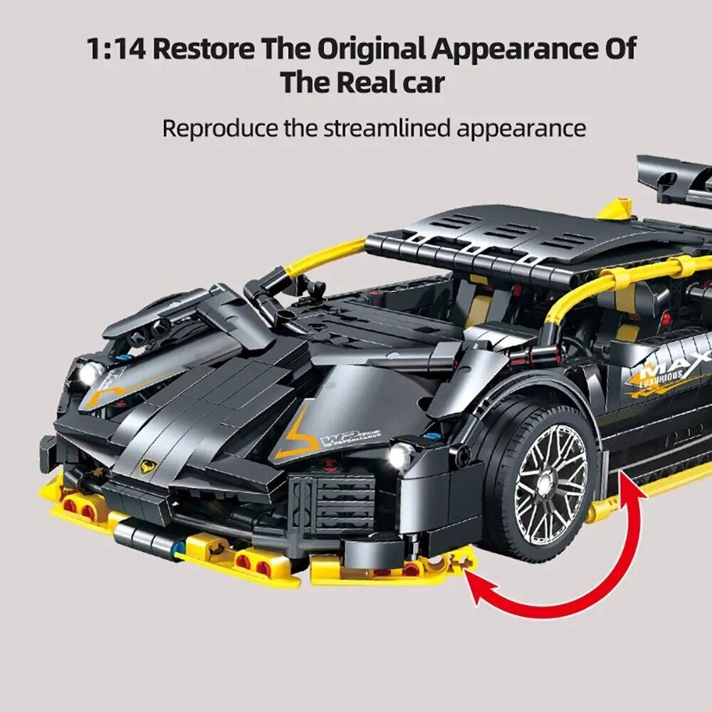 1229 шт., спортивный автомобиль, строительные блоки, игрушки, гоночное здание, крутое украшение, подарки на День Благодарения/Рождество/праздничную вечеринку