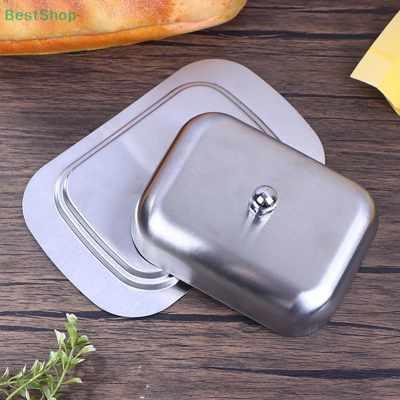 Прямоугольная масленка из нержавеющей стали, кухонная кондитерская и сырная коробка в западном стиле с крышкой для сыра и масла