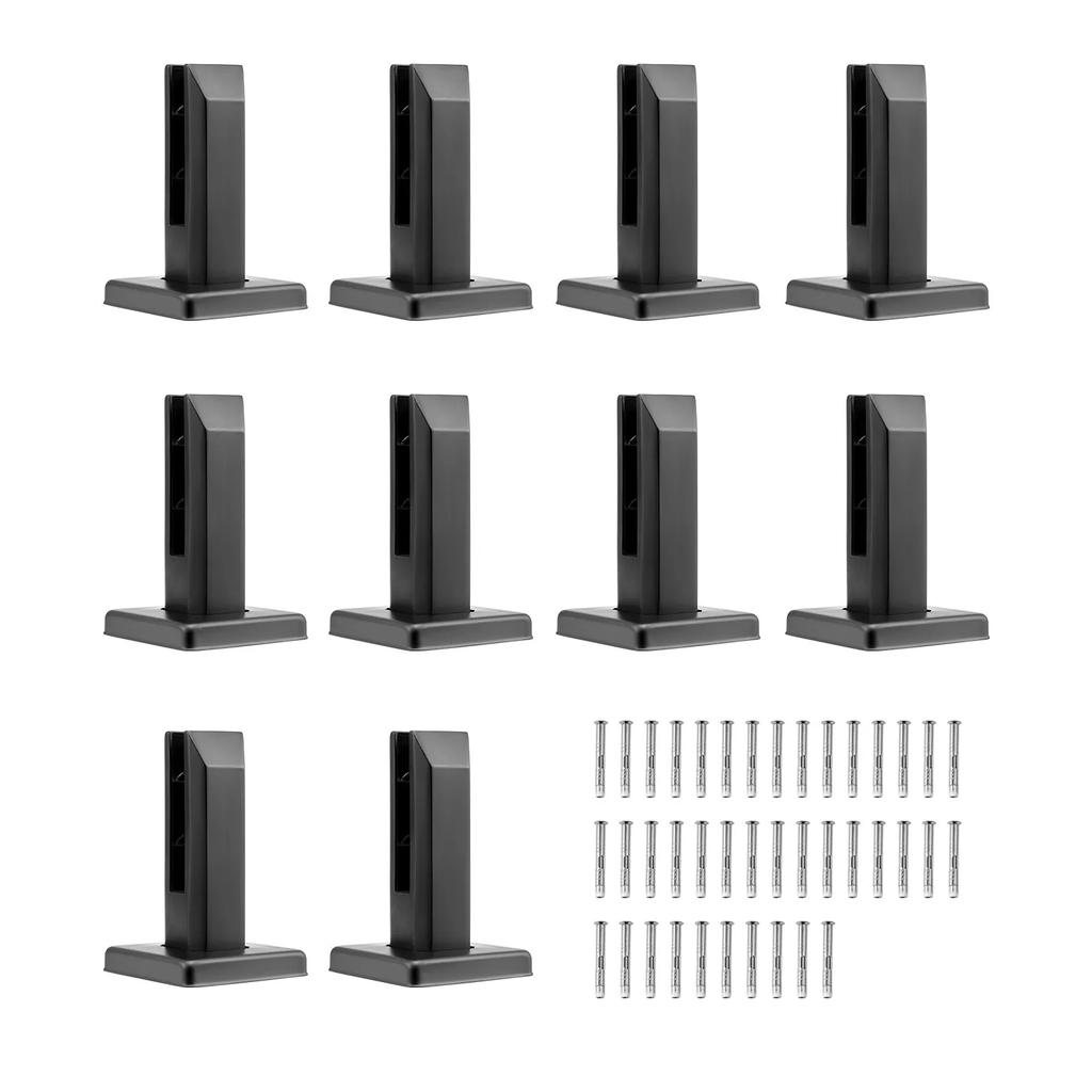 VEVOR Glass Clamp, 10 PCS Square Glass Railing Bracket for 0.31 "-0.47 " Tempered Glass, 304 Stainless Steel Glass Mounting Clamp