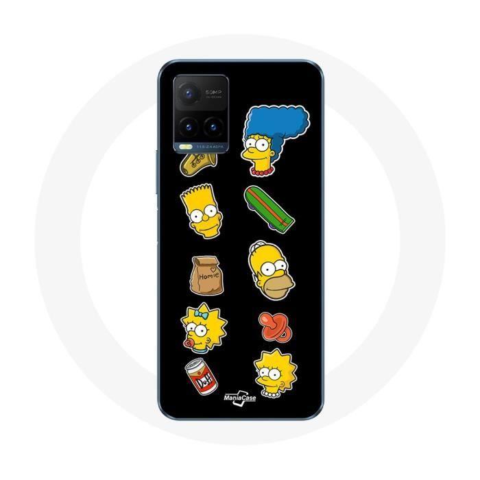 Coque pour Vivo Y21s 2021 / Y21 2021 Les Simpson autocollants fond noir