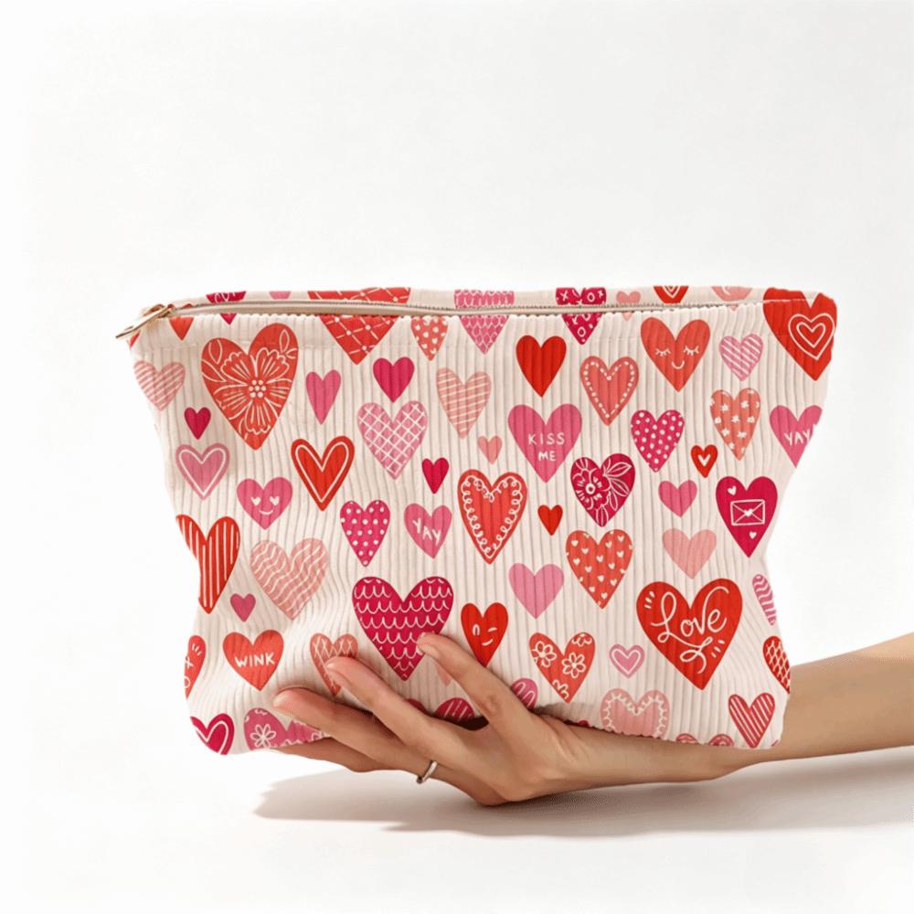 Letter Color Makeup Bag Corduroy Makeup Pouch Fashion Travel Toiletry Bag Travel