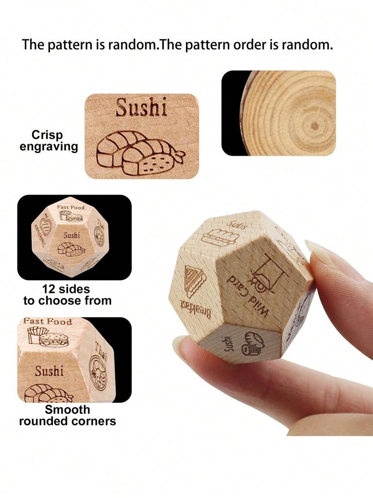 Date Night Dice For Couples Wooden Food Dice,Dice For Her Him Couples Gift Ideas Food Decision Dice Games Birthday Valentines Day Gifts
