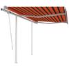 Manual Retractable Awning - vidaXL - 3.5x2.5 M - Orange and Brown - Aluminum and Iron - UV Resistant