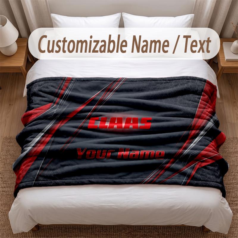CLAAS Printed Flannel Blanket Custom Name Text Soft Warm Throw For Bedroom Holiday Gift