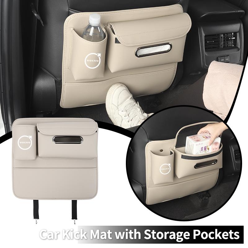 PU Leather Multifunctional Car Stickers Bag Half-Cover Anti-Kick Mat Pad For Volvo T6 S60 C70 XC40 V40 XC70 V70 S40 AWD V90 S90