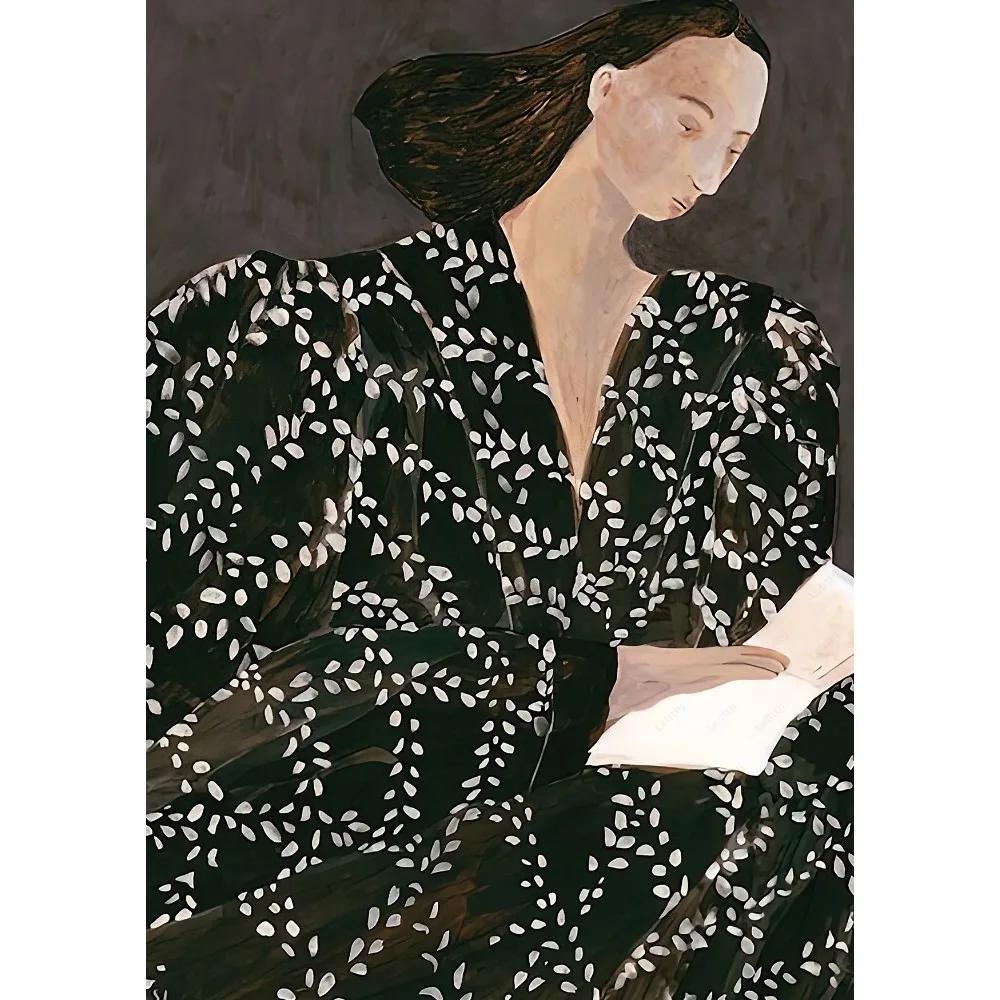 Абстрактные Линии Геометрические Кривые Девушка Холст Постер Ретро Феминистское Настенное Искусство Печать для Современной Гостиной Бара и Домашнего Декора