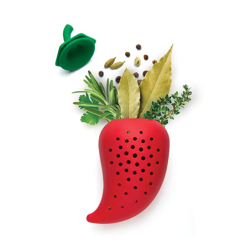 Creative Chili Shaped Silicone Spice Filter Practical Kitchen Tool for Stewing Soup and Cooking