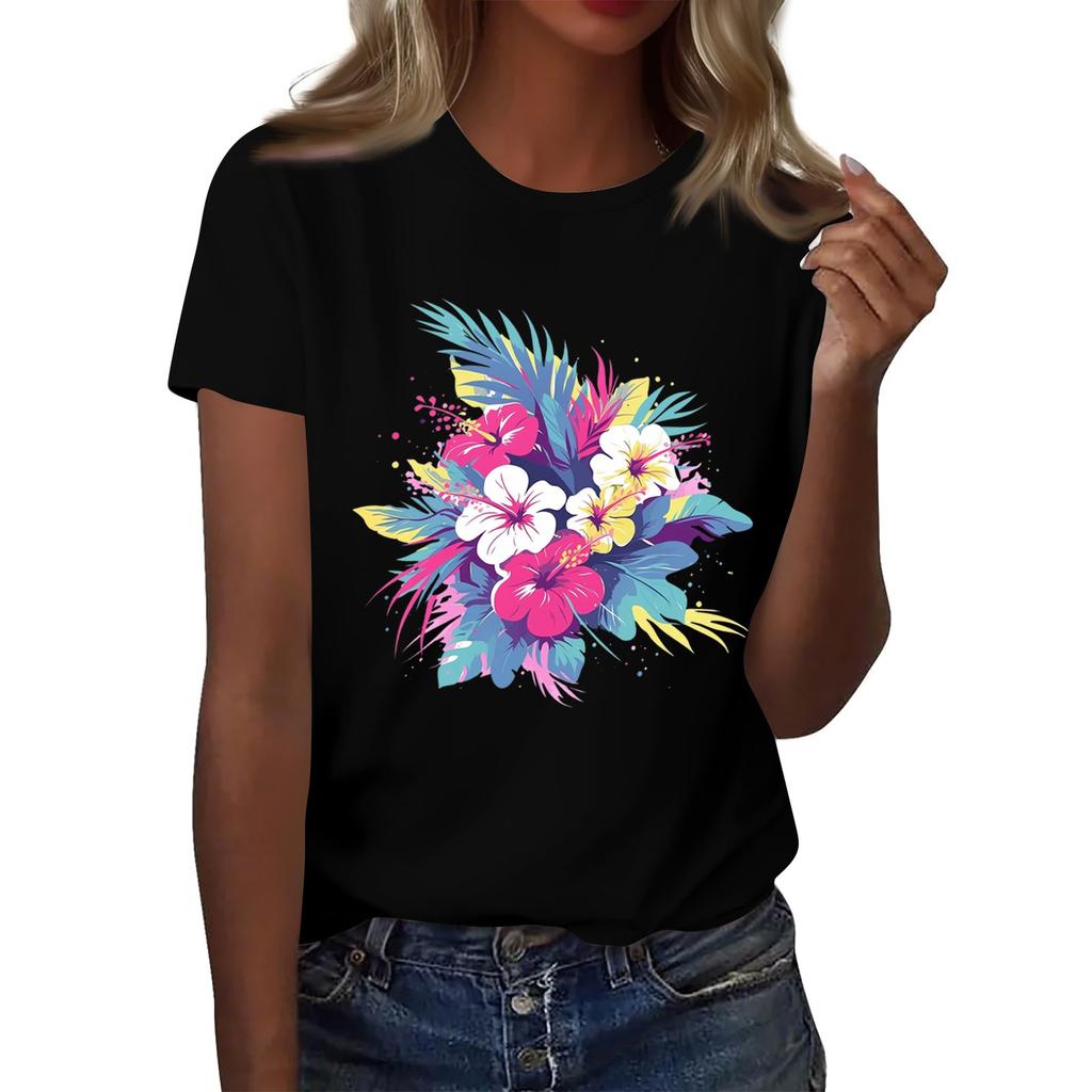 Женская мода повседневная футболка с круглым вырезом и короткими рукавами, топ, футболка, топ