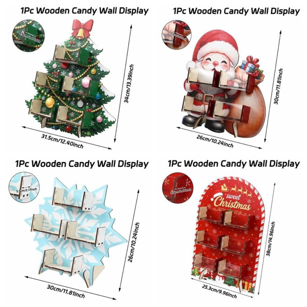 Snack Rack Xmas Tree Christmas Candy Display Rack Santa Claus Snowflake Storage Rack Wooden Decoration Desktop Ornament Table
