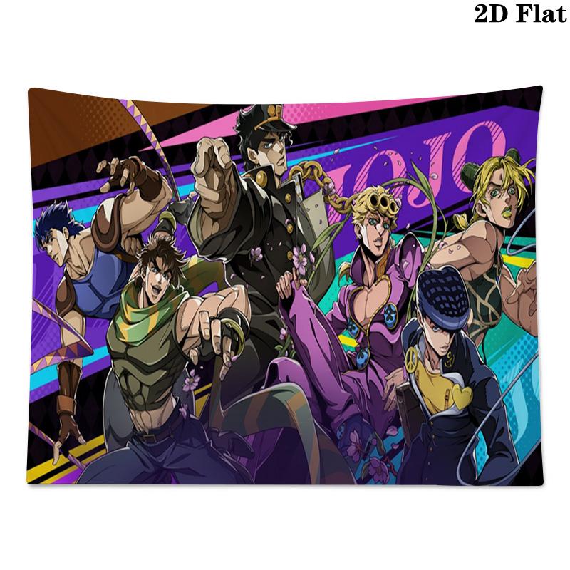 Anime JJBA Wall Tapestry Aesthetic Wall Hanging Printed Fabric Blanket Decorative Tapestries for Bedroom Living Room Home Decor
