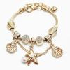 18K Gold-Plated Alloy Bracelet for Women - Charming Gold Flower Crystal Zircon Punk Valentine's Day Gift