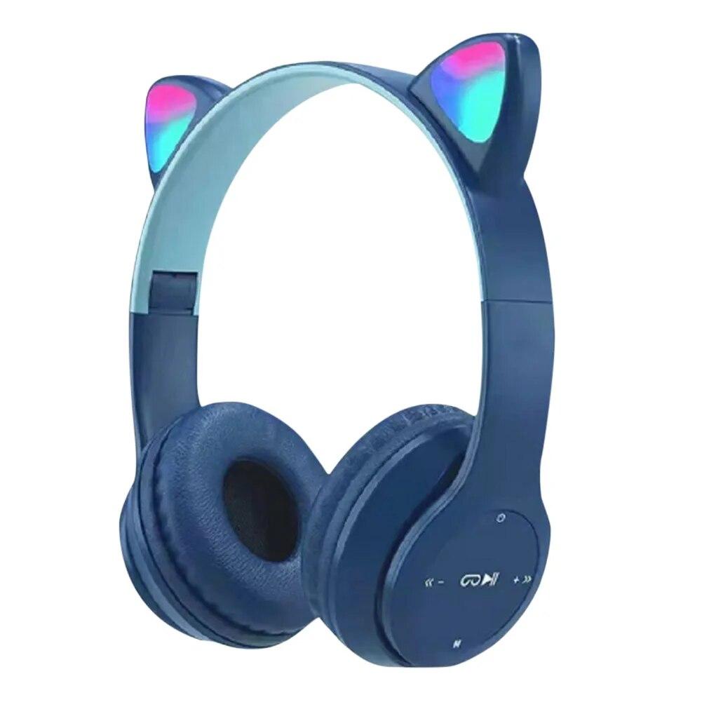 Bluetooth Wireless Headphones Cat Ear Glow Light Stereo Bass Helmets PC Phone Gaming Over-Ear Headset Children Gamer Girl Gifts