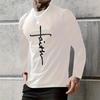 Мужской осенний новый топ с длинным рукавом, простая футболка с принтом в виде букв и круглым вырезом