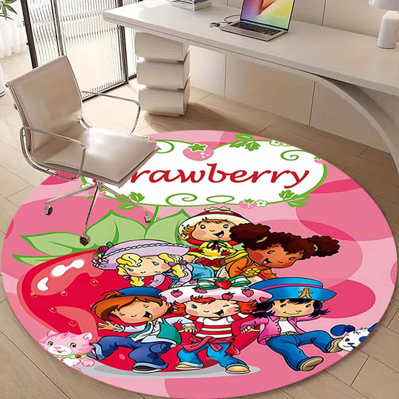 1pc Strawberry Princess5 Design Printed Area Round Carpet for Bedroom Living Room Home Decor Rugs Mat Non Slip Mat Rug for Bedside