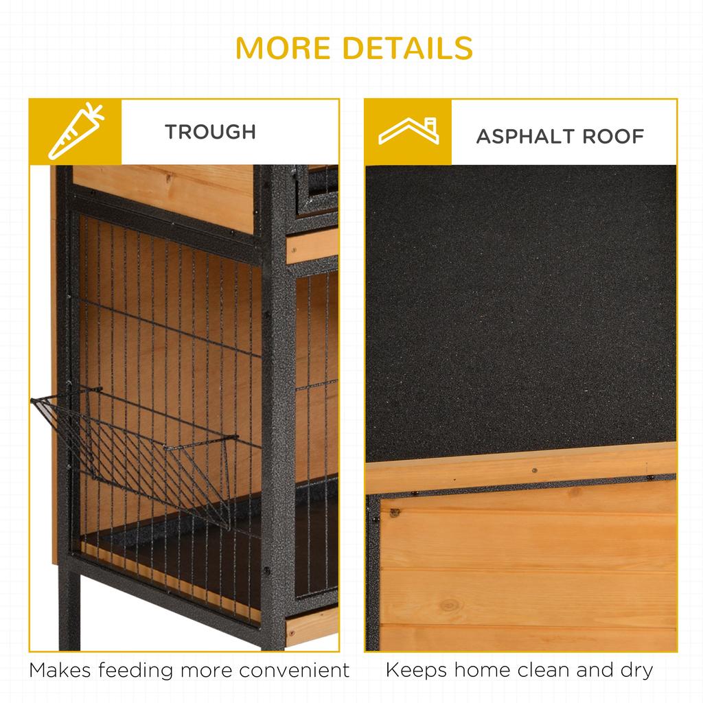 Rabbit Hutch Outdoor Guinea Pig Hutch Bunny Cage Metal Frame With No Leak Tray Openable Roof Light Yellow 122 X 50 X 101 Cm
