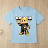 Roblox Футболка для мальчиков и девочек с принтом Золотой Аватар Повседневная черная футболка с коротким рукавом для детей