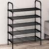 Space-Saving Multi-Layer Metal Shoe Rack - Black, Large Capacity for Boots & Shoes, Ideal for Entryway, Bedroom, Closet, Living Room