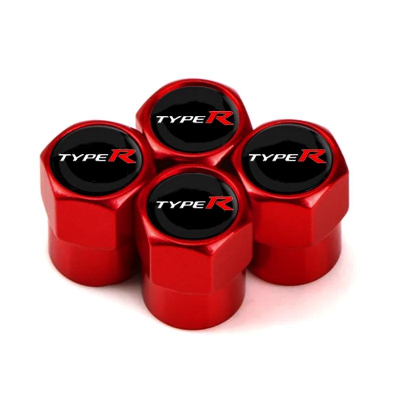 4Pcs Aluminum Type R Tires Valve Caps Car Wheel Valves Tyre Stem Air Caps For Honda Civic Typer City CR-V XR-V HR-V Accord AQVBN1