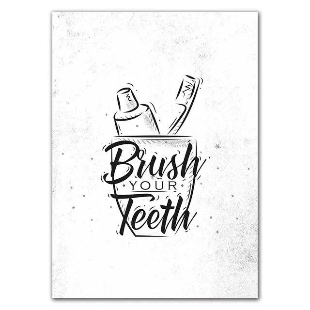 Туалет Цитата Картина Ванная Комната Стены Искусства Холст Картины Плакаты Печать Мода Черно-Белый Туалет Настенный Декор Кисть Декор Картина