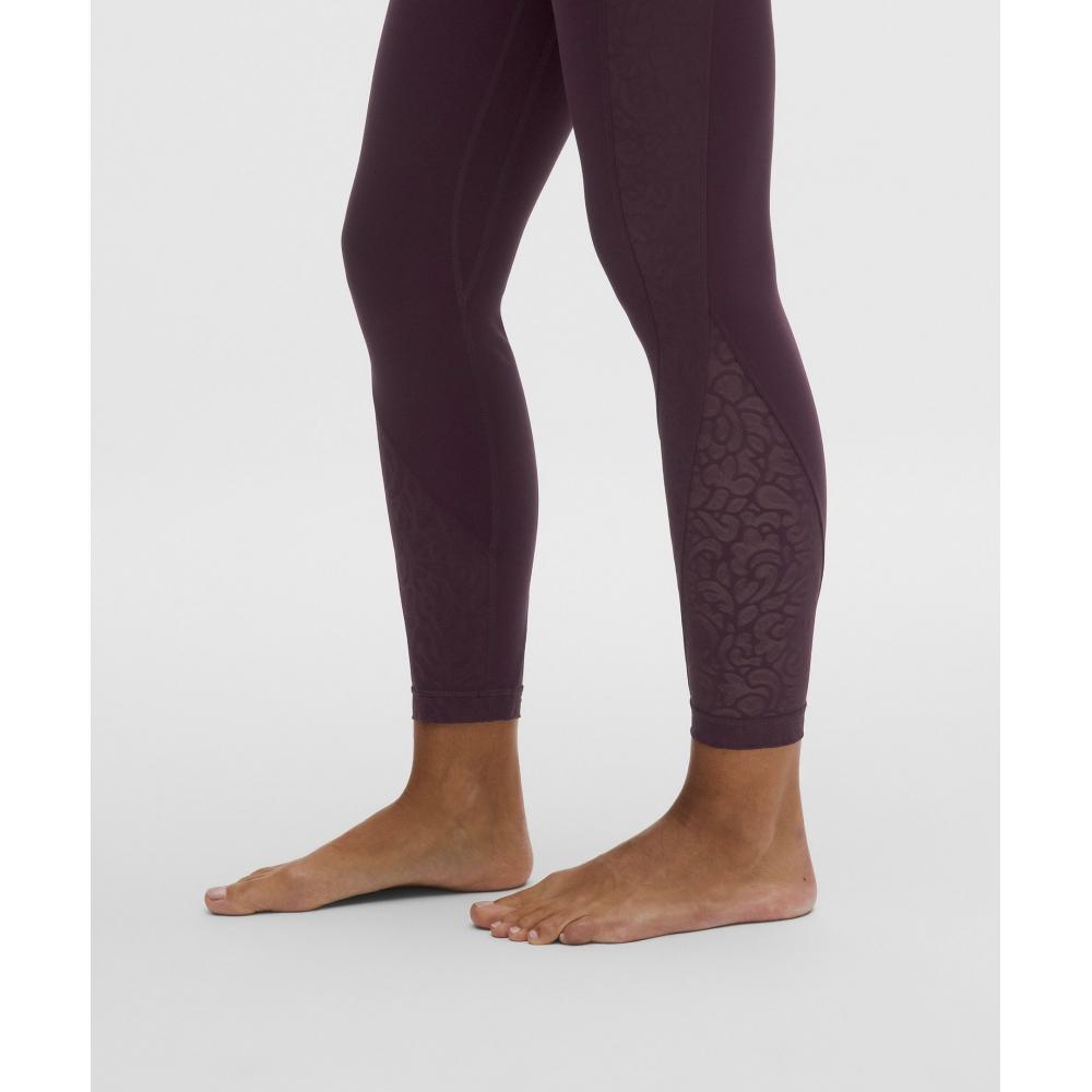Lululemon Paisley Lace Overlay Tight 25  Black Plum