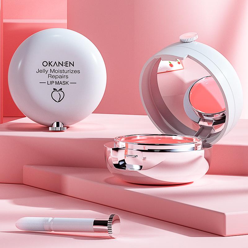 Peach Lip Mask, Moisturizing Lip Balm With Silicone Brush