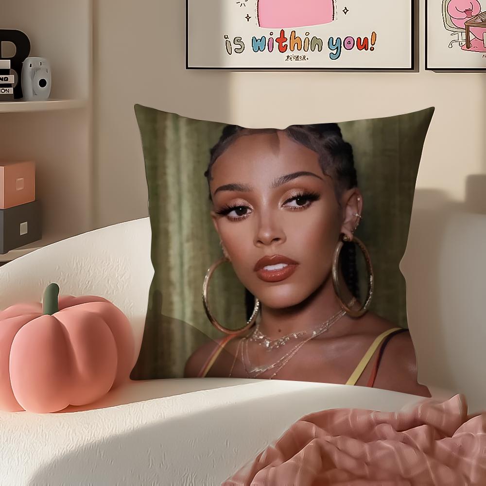 American Pop Rapper Singer Star DDoja Cat Cushion Cover Pillowcase Short Plush Invisible zipper Room Sofa Cushion Cover