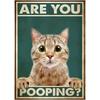 Are You Pooping Posters Bathroom Funny Bathroom Sign Canvas Prints Cute Black Cat Art for  Wall Pictures Toilet Decor