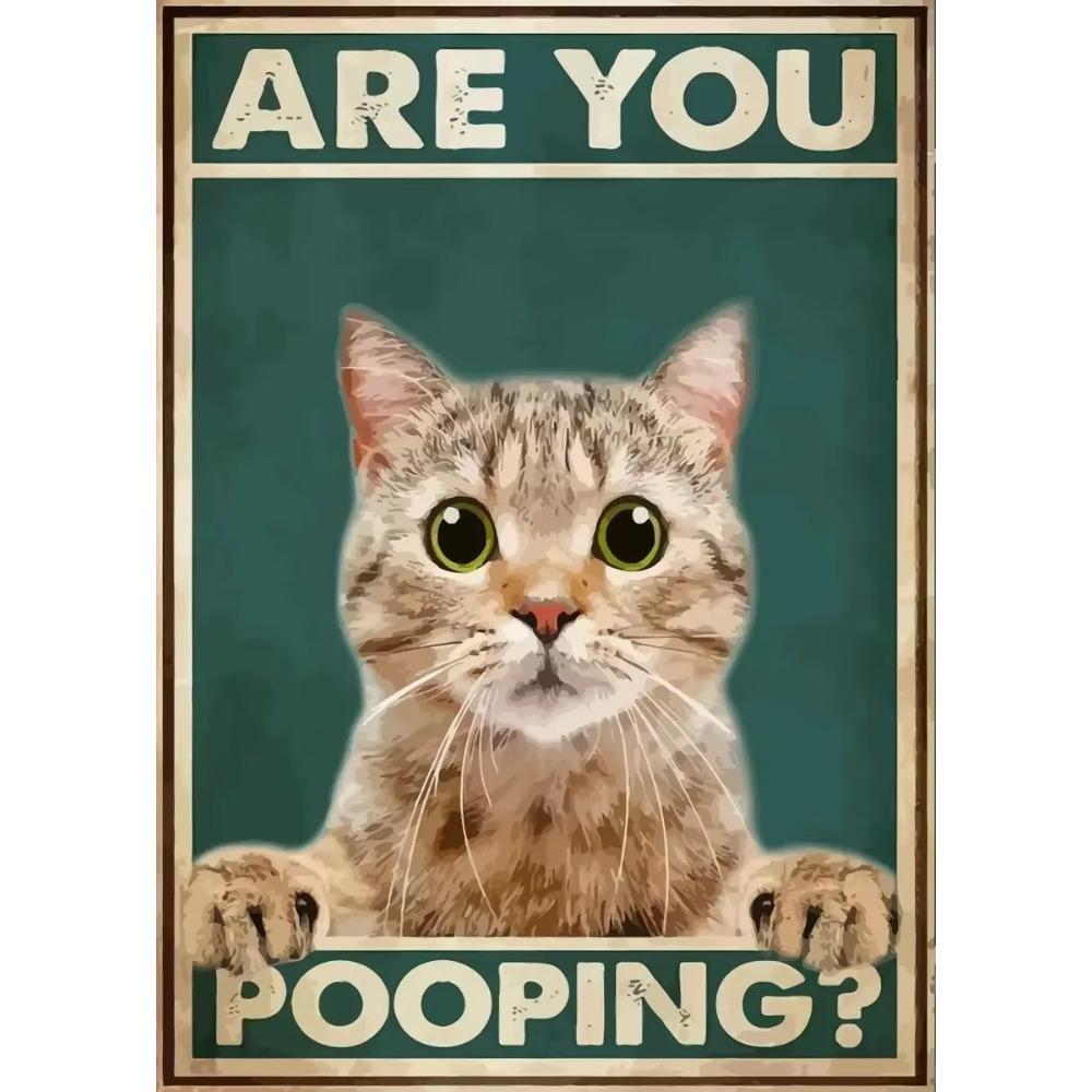 Are You Pooping Posters Bathroom Funny Bathroom Sign Canvas Prints Cute Black Cat Art for Wall Pictures Toilet Decor
