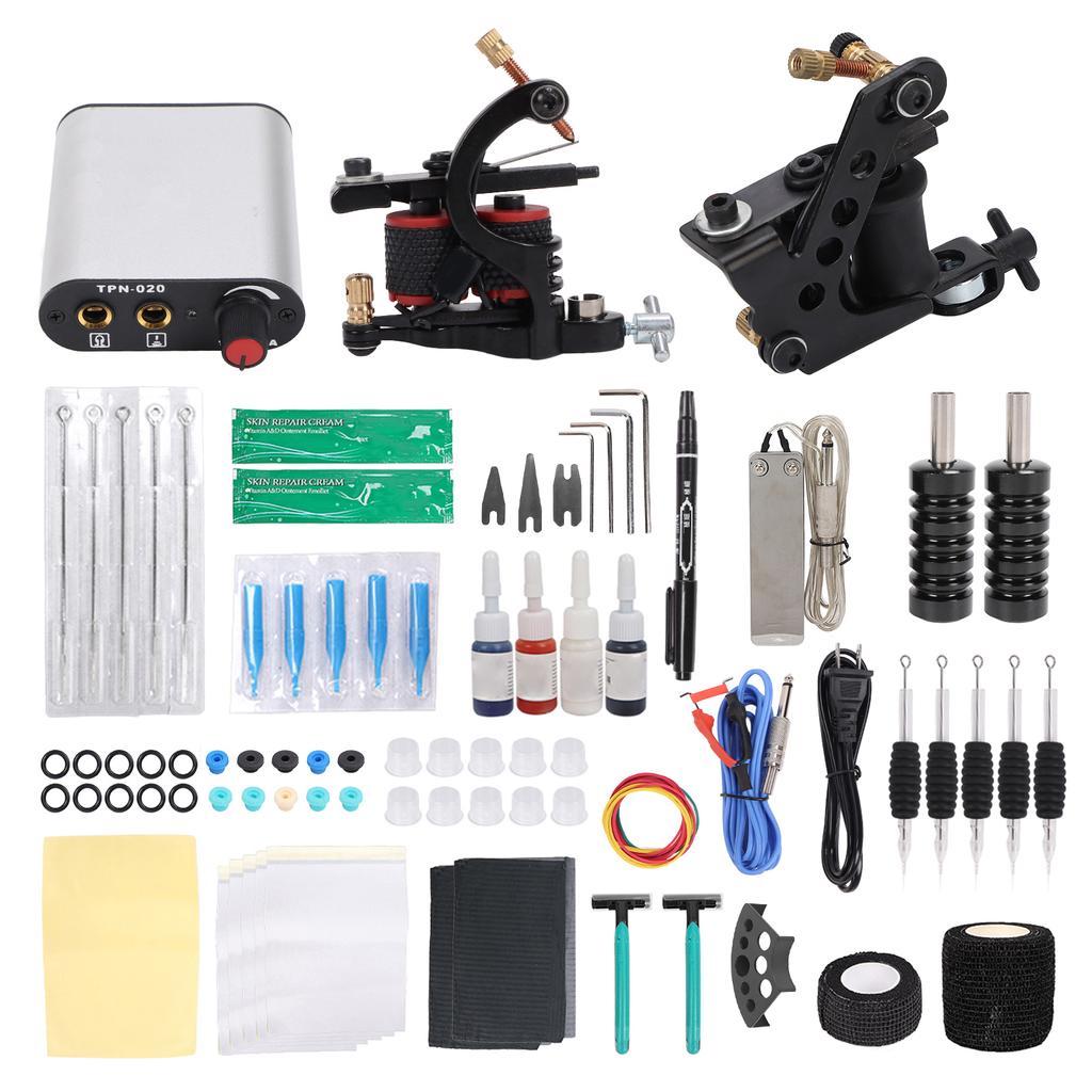 Профессиональный набор для татуировки с катушкой, блок питания для татуировки, переводная бумага, набор для практики кожи 90‑265VUS