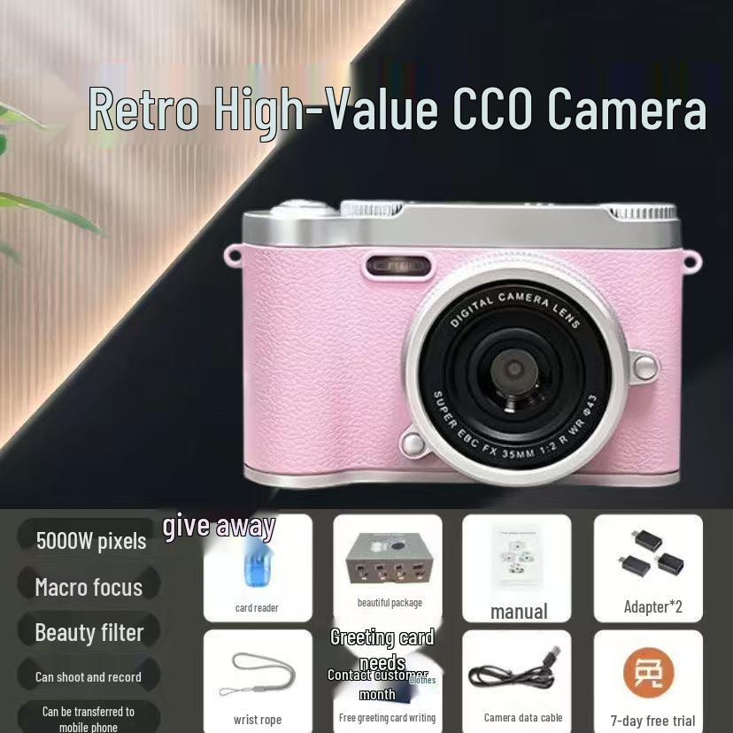 Ретро 4K камера беззеркальная с откидным экраном и CCD-сенсором - Идеально для селфи и студентов