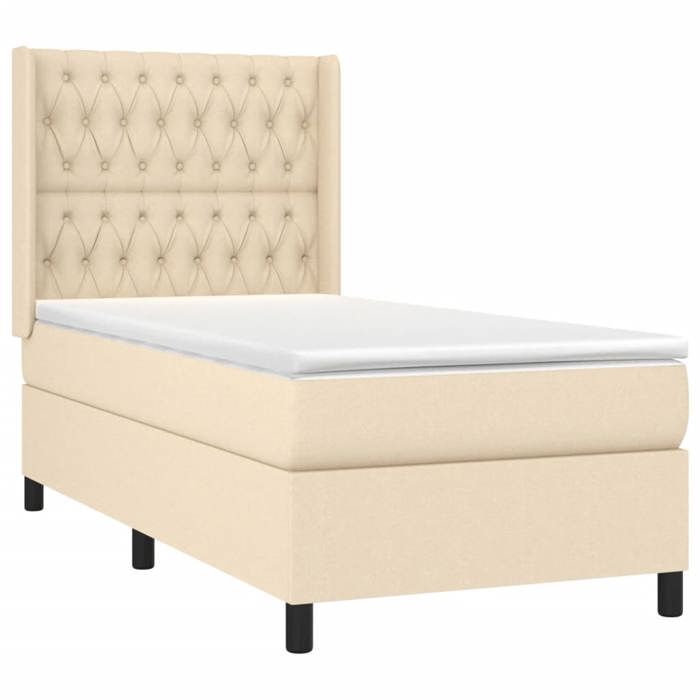 Maison Exclusive - Sommier à lattes de lit matelas et LED Crème 90x190 cm Tissu