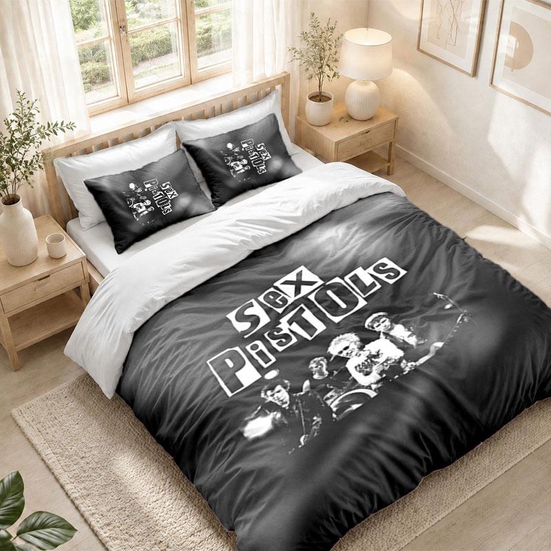 Bedding Set 1 Duvet Cover 2 Pillowcases Sex Pistols Print Bedroom Home Decoration