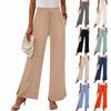 Women's Fashion Loose Wide Leg Pants Slits At The Cuffs Elastic Waist Drawstring Pockets Casual Pants