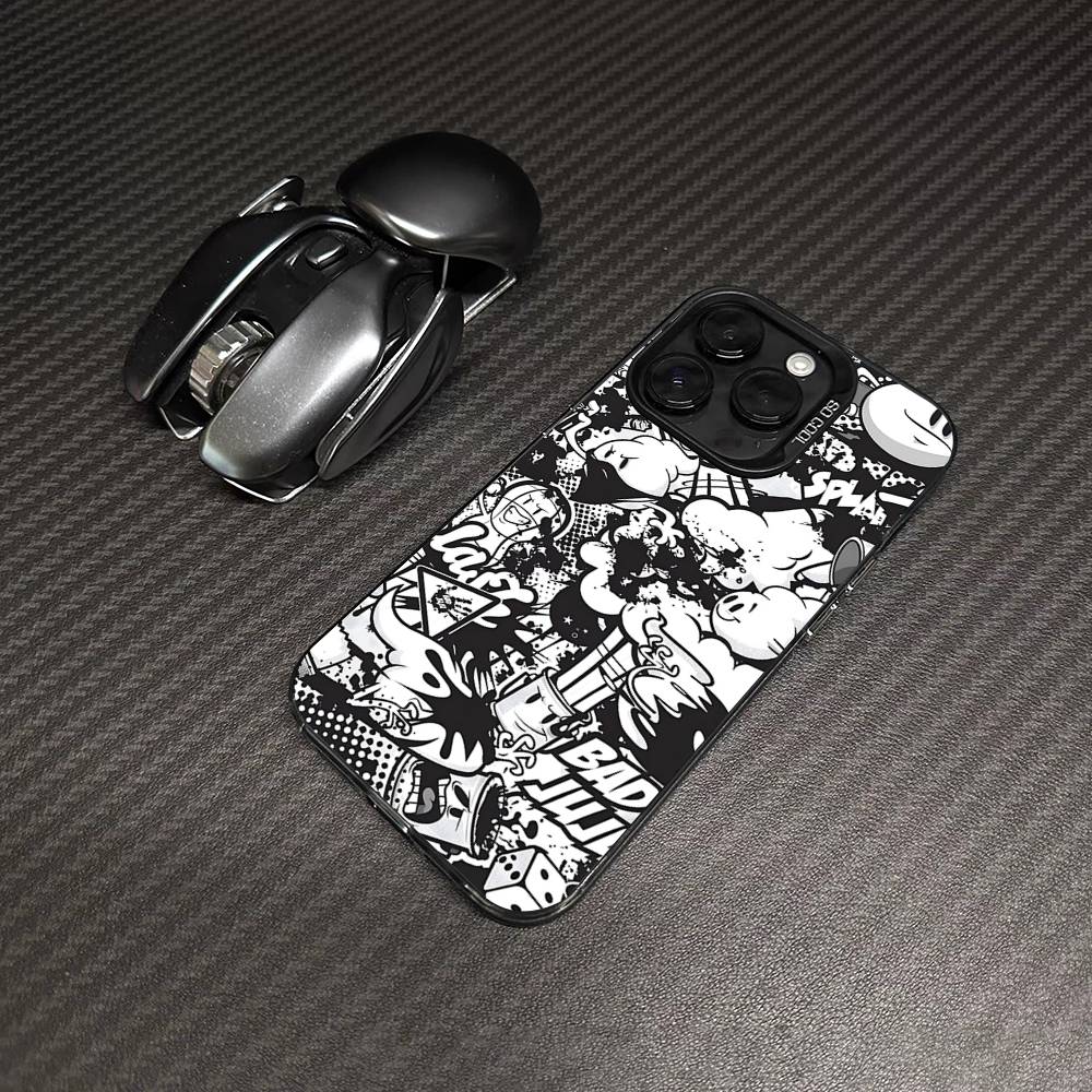 Крутой Черный Граффити Цветной Чехол Для Телефона Подходит Для IPhone 12 11 13 14 15 16 17 Max Pro Plus
