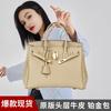 Wax Thread Togo First Layer Cowhide Handmade Platinum Bag Lychee Pattern Genuine Leather Women's Bag Lock High-end Handbag