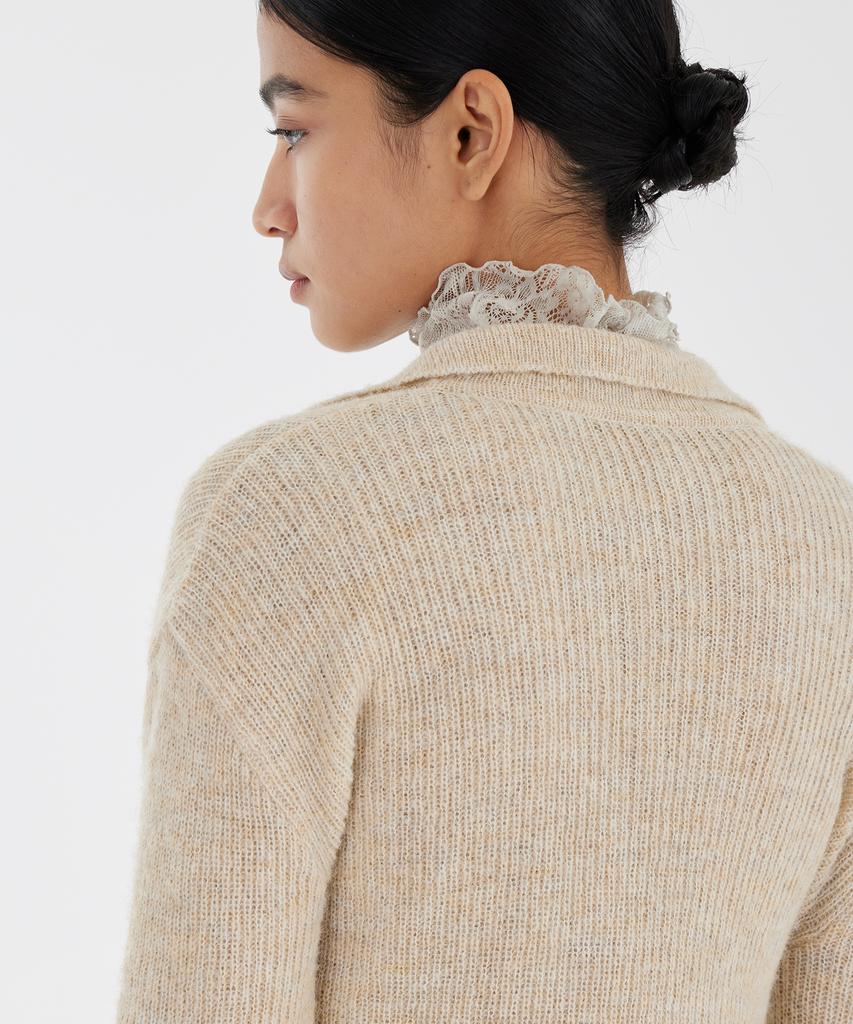 YOUTH Asymmetric Knit Shirt - Melange Ivory