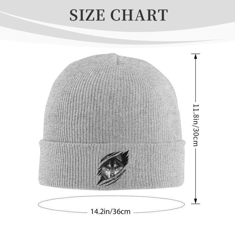 Cool Wolf Design Warm Knitted Cap Hip Hop Bonnet Hat Autumn Winter Outdoor Beanies Hats for Unisex Adult