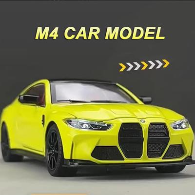 1:24 M4 M3 Миниатюрные Модели Игрушки Литой Сплав Машинка Со Звуком Светом Инерционная Открываются Двери Управление Передними Колесами Транспортные Средства Детский Подарок
