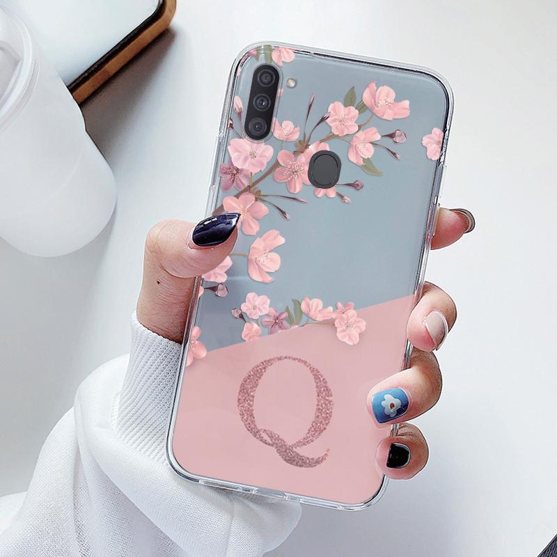 For Samsung Galaxy A11 M11 Case Soft Slim Luxury A-Z Letters Back Cover Funda Clear Bumper For Samsung A 11 M Transparent Shell