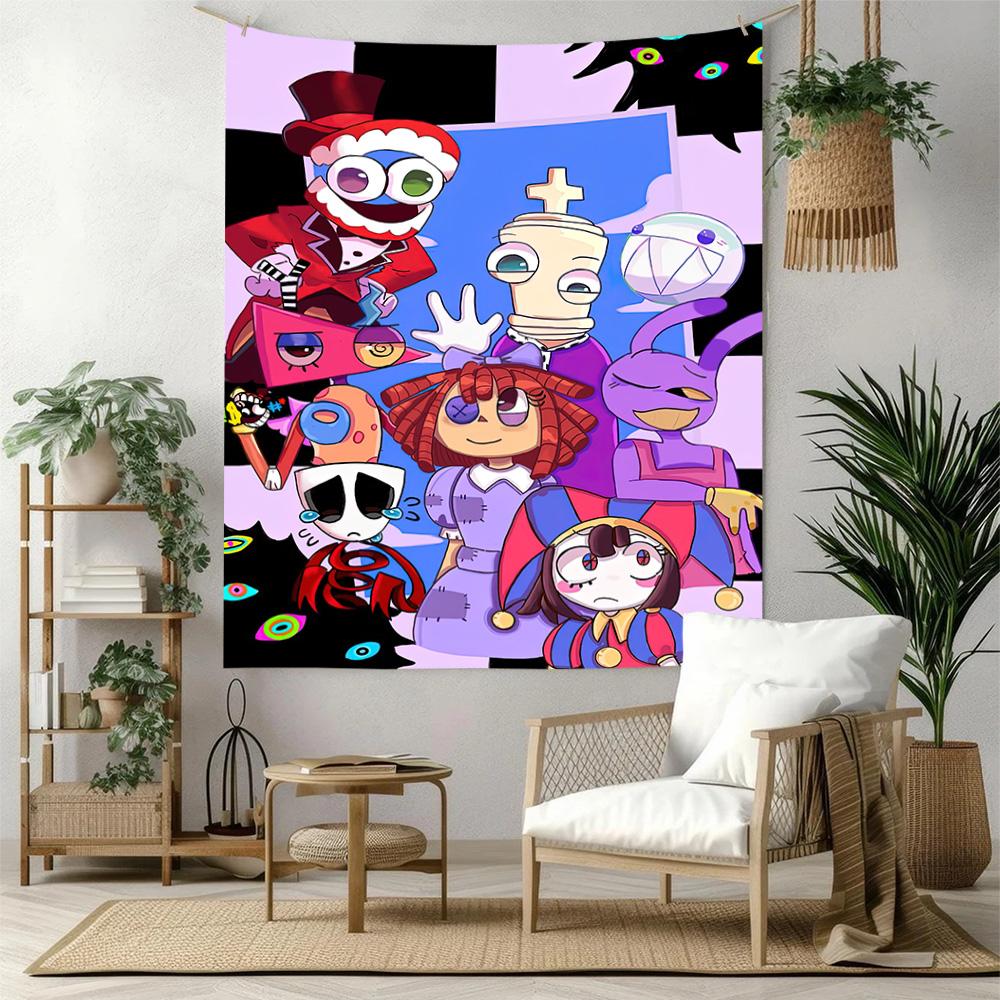 Digital Circus Game Style Wall Decor Tapestry Art For Pet Memorial Birthdaywedding Party Backdrop Family Gift