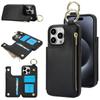 Кошелек с молнией, слотами для карт, держателем для кольца, кожаный чехол для iPhone 16 Pro Max 15 Plus 14 13 12 11, двойная застежка, магнитная обложка с Rfid