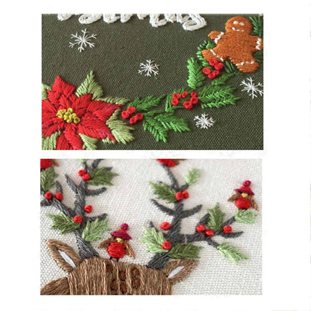 Punch DIY Crafts Needle Thread Xmas Embroidery Christmas Ornament Embroidery Hoop Cross Stitch Kit