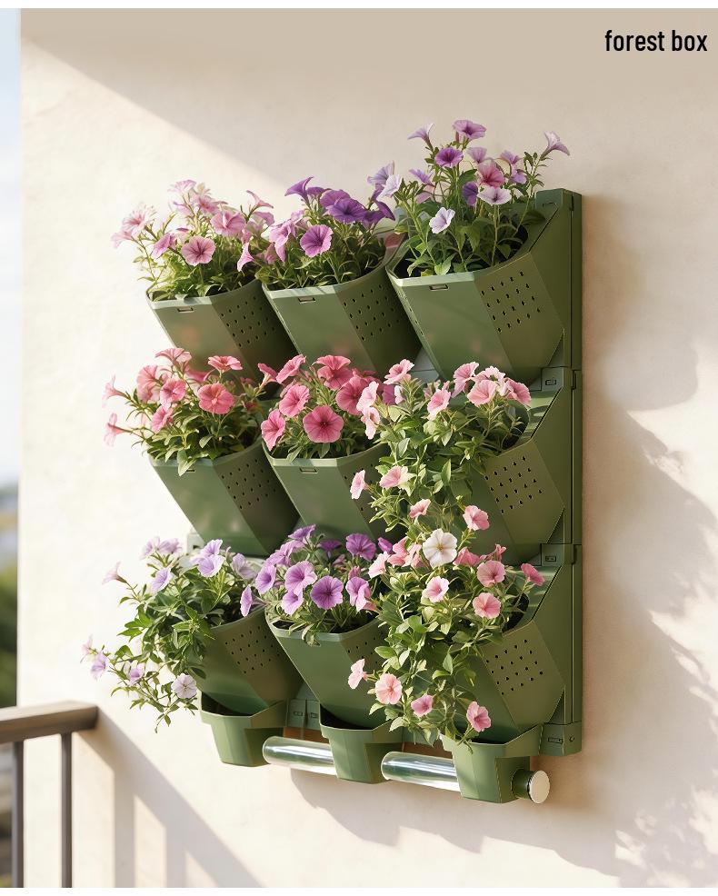 Large Multi-Layer Vertical Green Wall Planter with Hanging Flower Trough