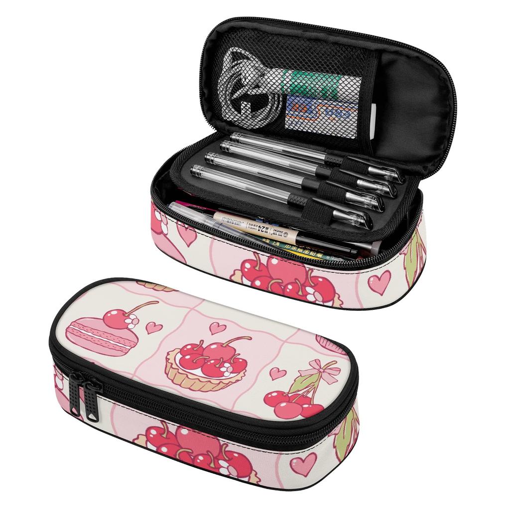 Pencil Bag Practical Strong Polyester Fabric Zip Around Closure with Mesh Pocket Removable Divider and Pen Slots for Boys Girls