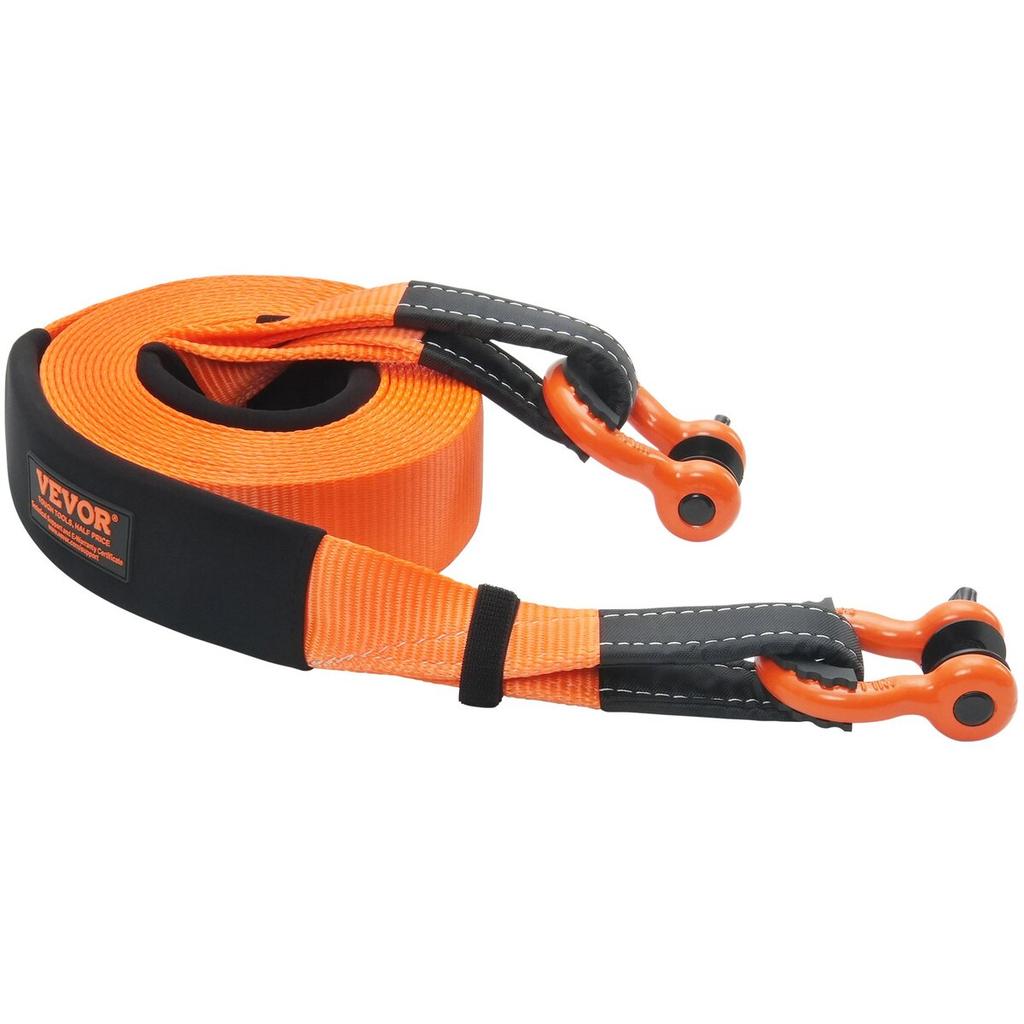 Polyester Heavy Duty Tow Strap Recovery Kit 3" x 30 ft (MBS-36,000 lbs) Winch Strap, Triple Reinforced Loop, Snatch Strap + 2" Shackle Hitch Receiver