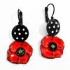 [R6089] - Designer Sleepers 'Lilipoupettes' (poppies) Black Red - 35x15 Mm
