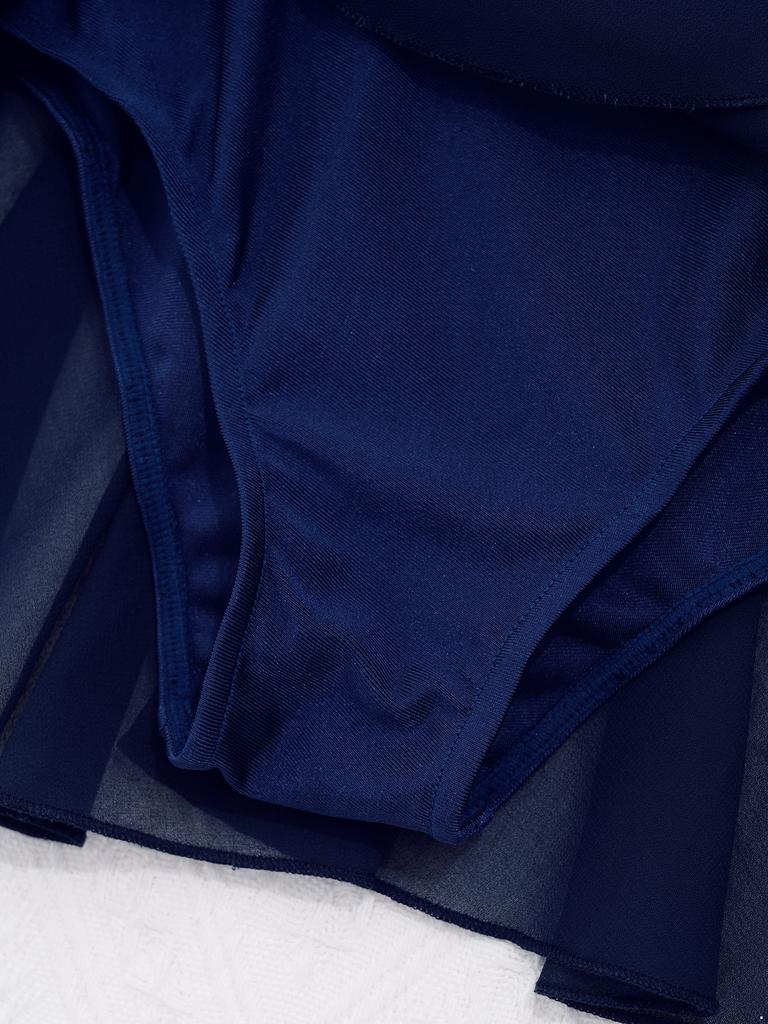 Платье для фигурного катания для девочек с открытой спиной, блестящими стразами, сетчатой вставкой, длинным рукавом, балетный гимнастический купальник