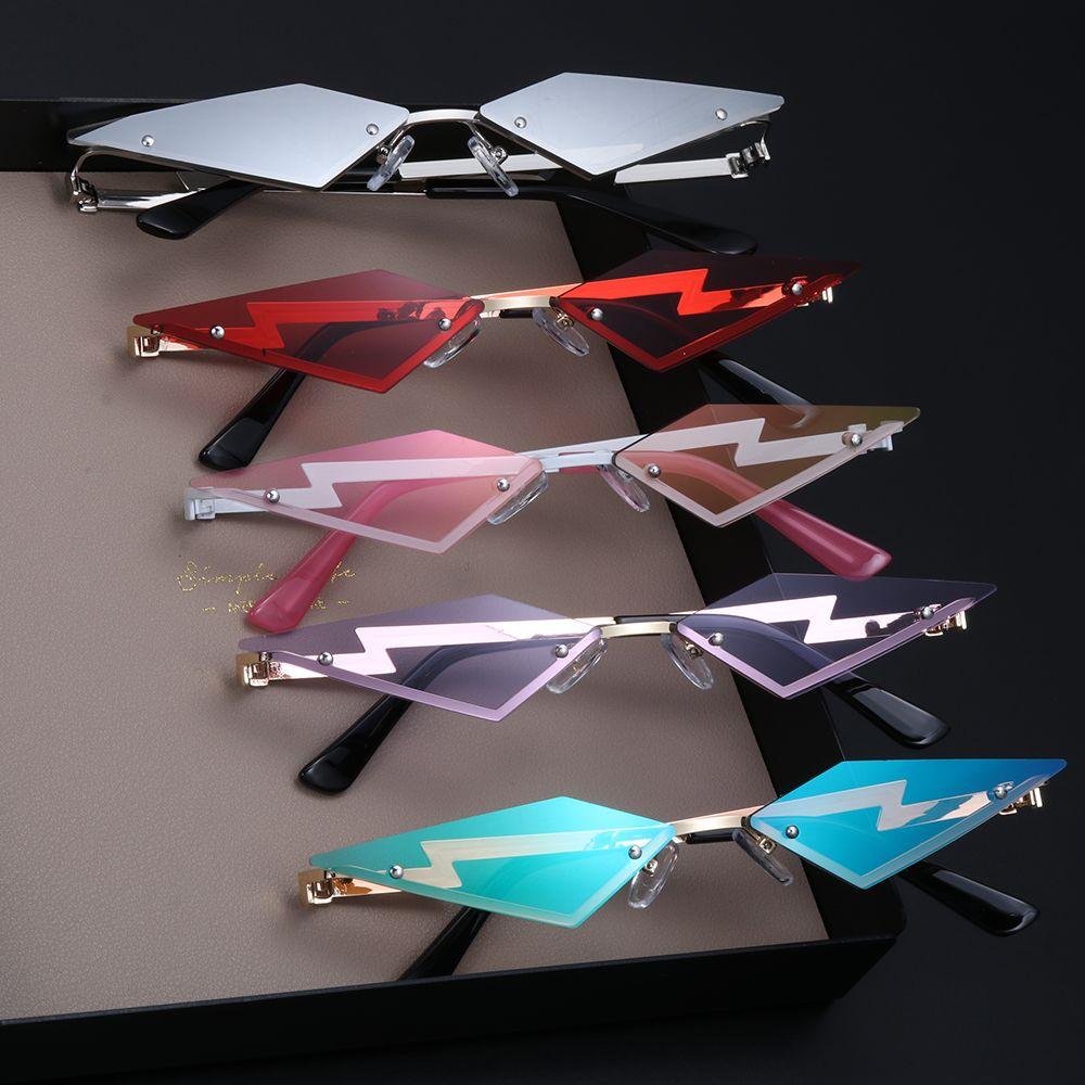 Streetwear UV400 Trending Rimless Sun Glasses Fashion Women Sunglasses True Film Lens Diamond Shape