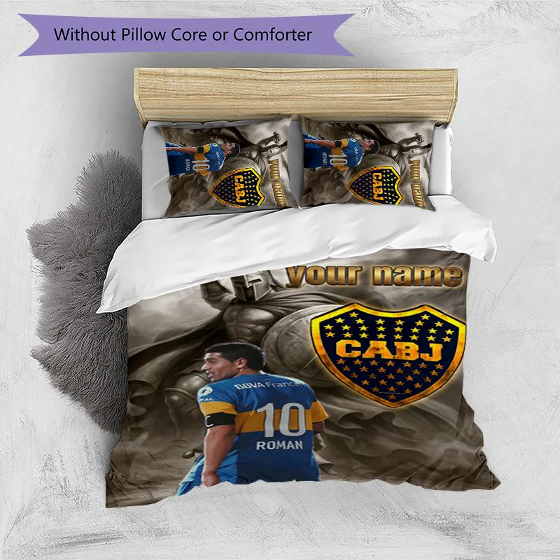 3pcs Custom Name Boca Juniors logo Bedding Set Duvet Cover Closure Includes 1 Duvet Cover&2 Pillowcases for All Seasons Bedroom Decor