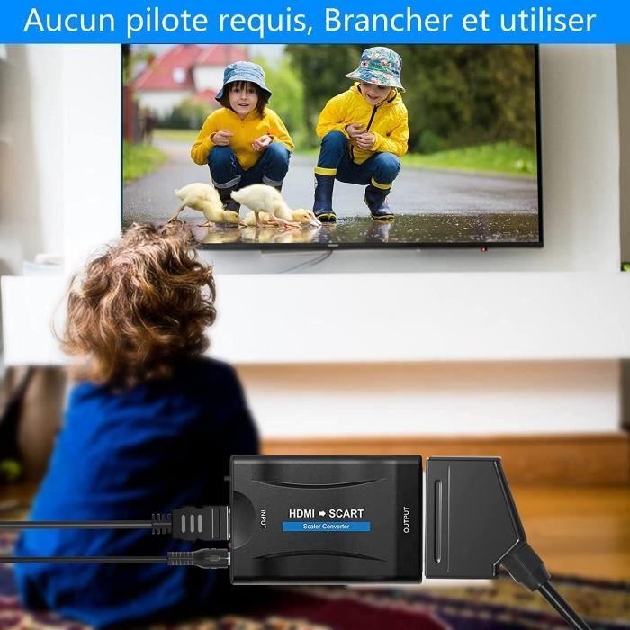 Adaptateur HDMI PeritelConvertisseur HDMI vers Péritel Compatible avec NTSC PAL HDMI 1.3 pour Sky HD Blu Ray PS3 TV VCR VHS 4